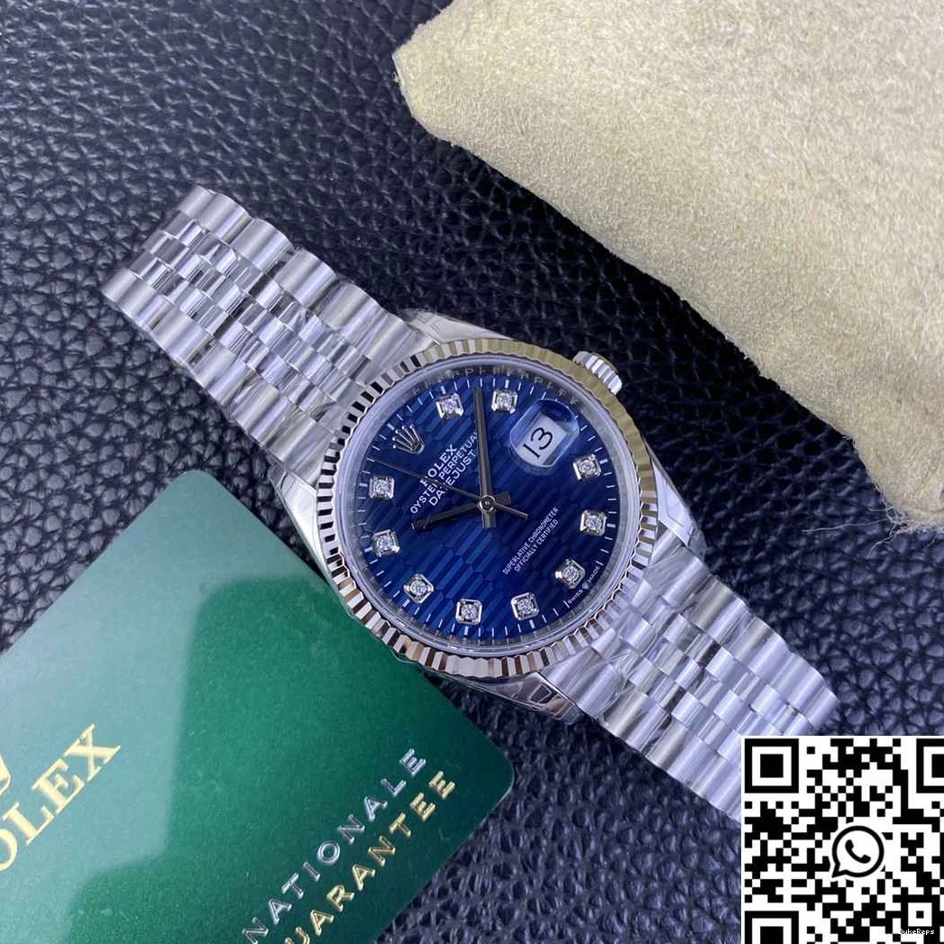 Clean Dial Factory Datejust Rolex Steel Motif Blue 36MM Diamond M126234 Stainless Hourmarker 0412